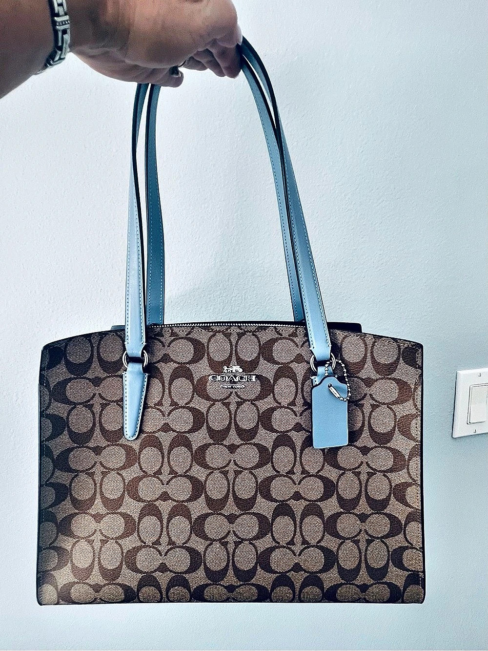 Coach Town Tote in Signature Canvas Brown & Blue